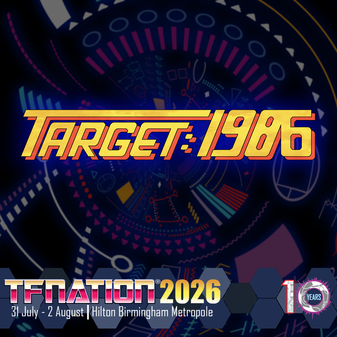 A graphic banner of the Target: 1986 panel logo at TFNation 2026.