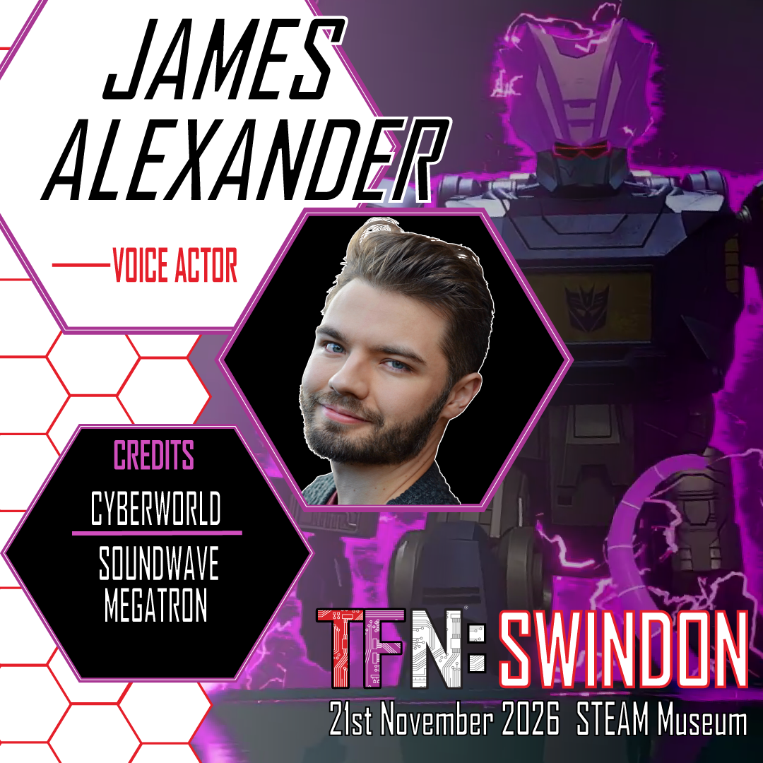 A graphic banner announcing James Alexander's appearance at TFN: Swindon.