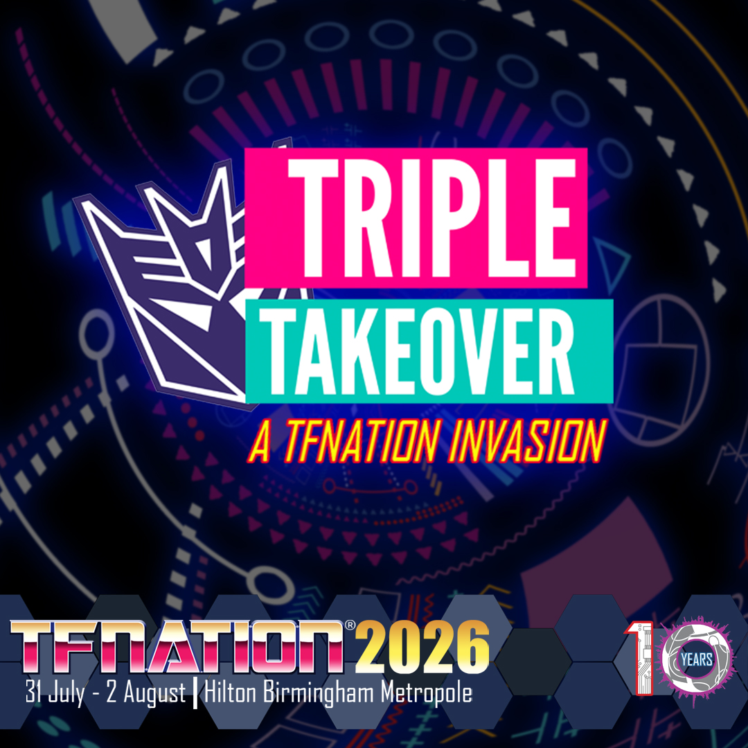 A graphic banner of the Triple Takeover A TFNation Invasion panel logo at TFNation 2026.
