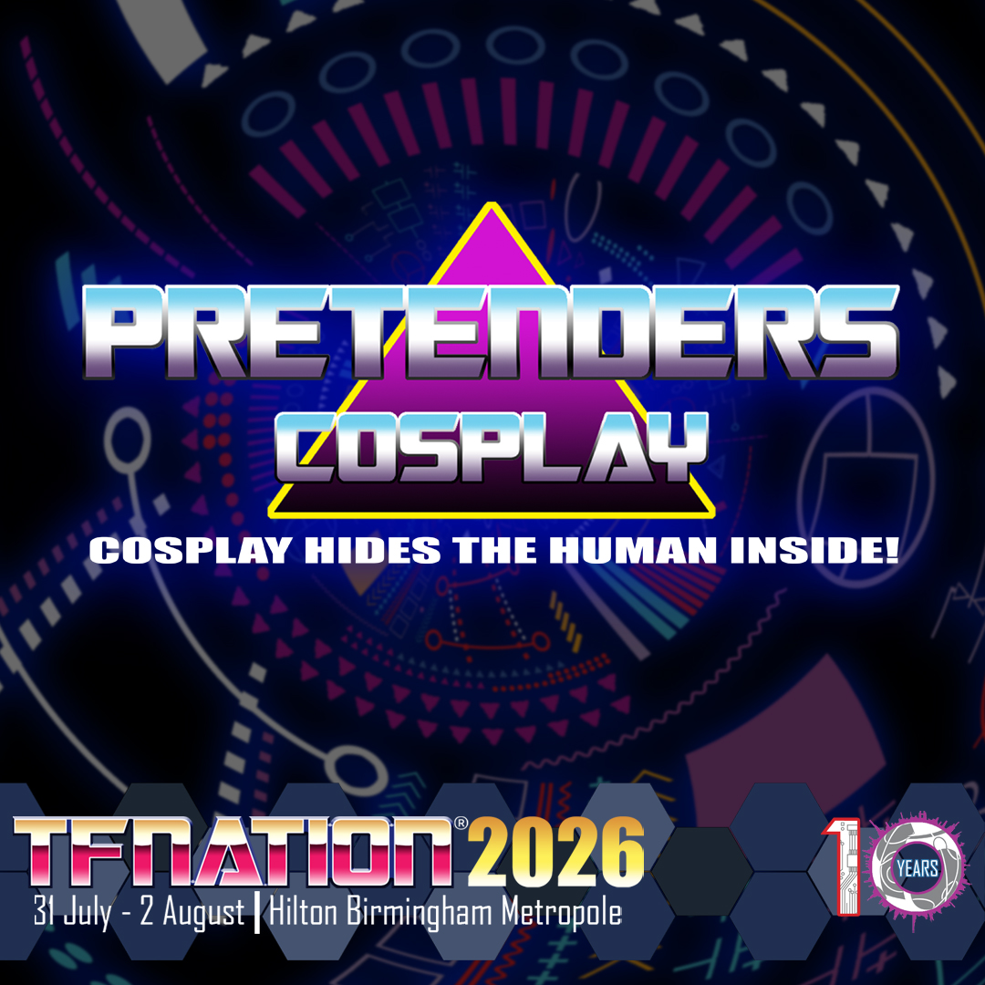 A graphic banner of the Pretenders Cosplay segment during ClubCon logo at TFNation 2026.