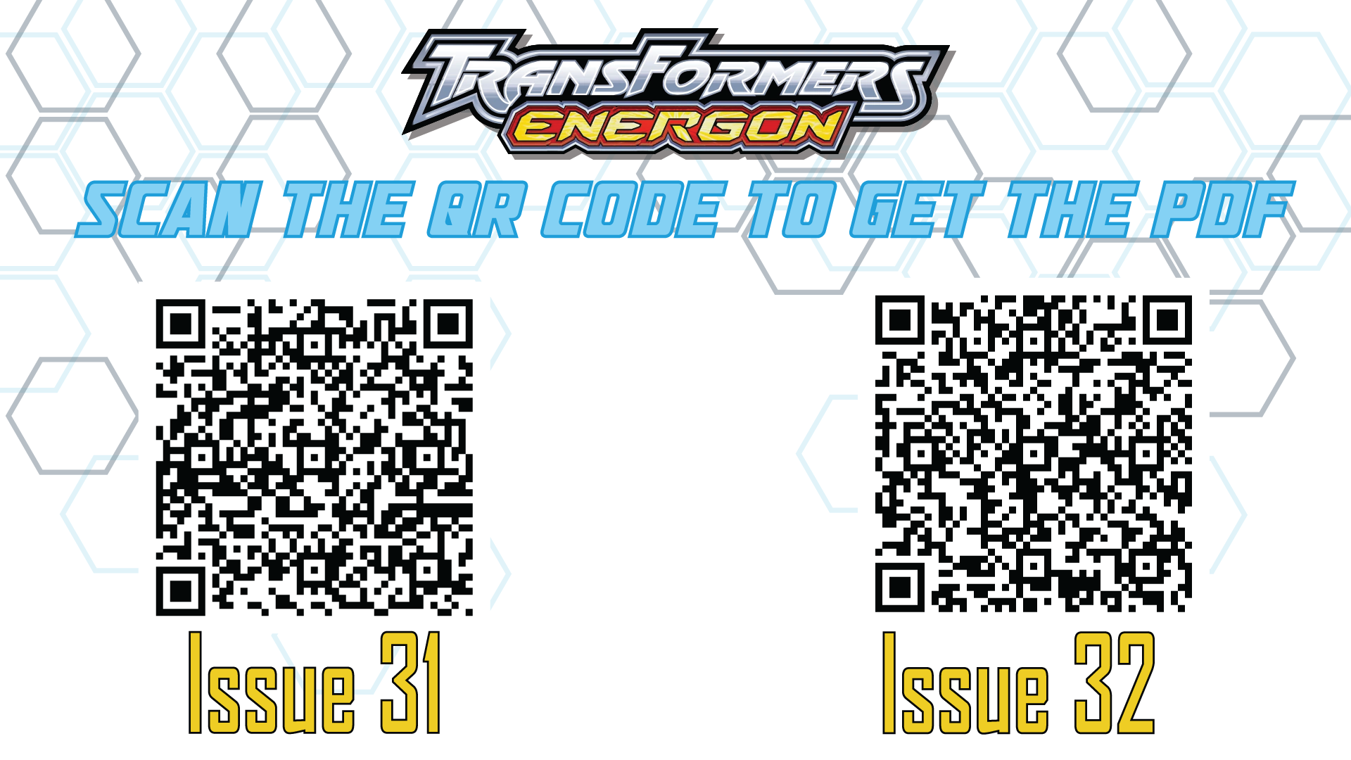 QR Codes for Reconstructed Energon Comics